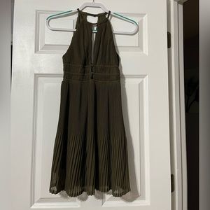 Olive green dress - crinkle design - size 2